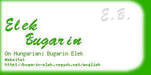 elek bugarin business card